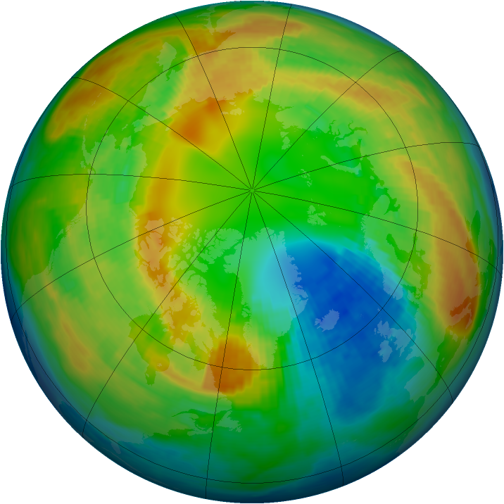 Arctic ozone map for 22 February 1993